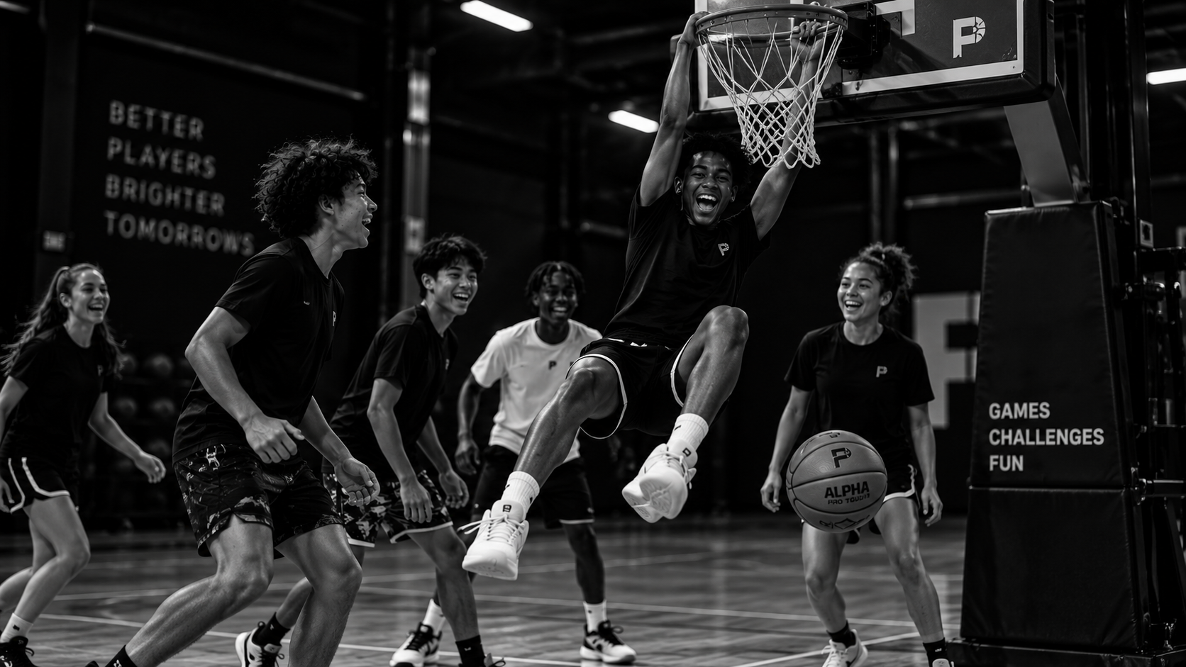 Young basketball players enjoying competitive play